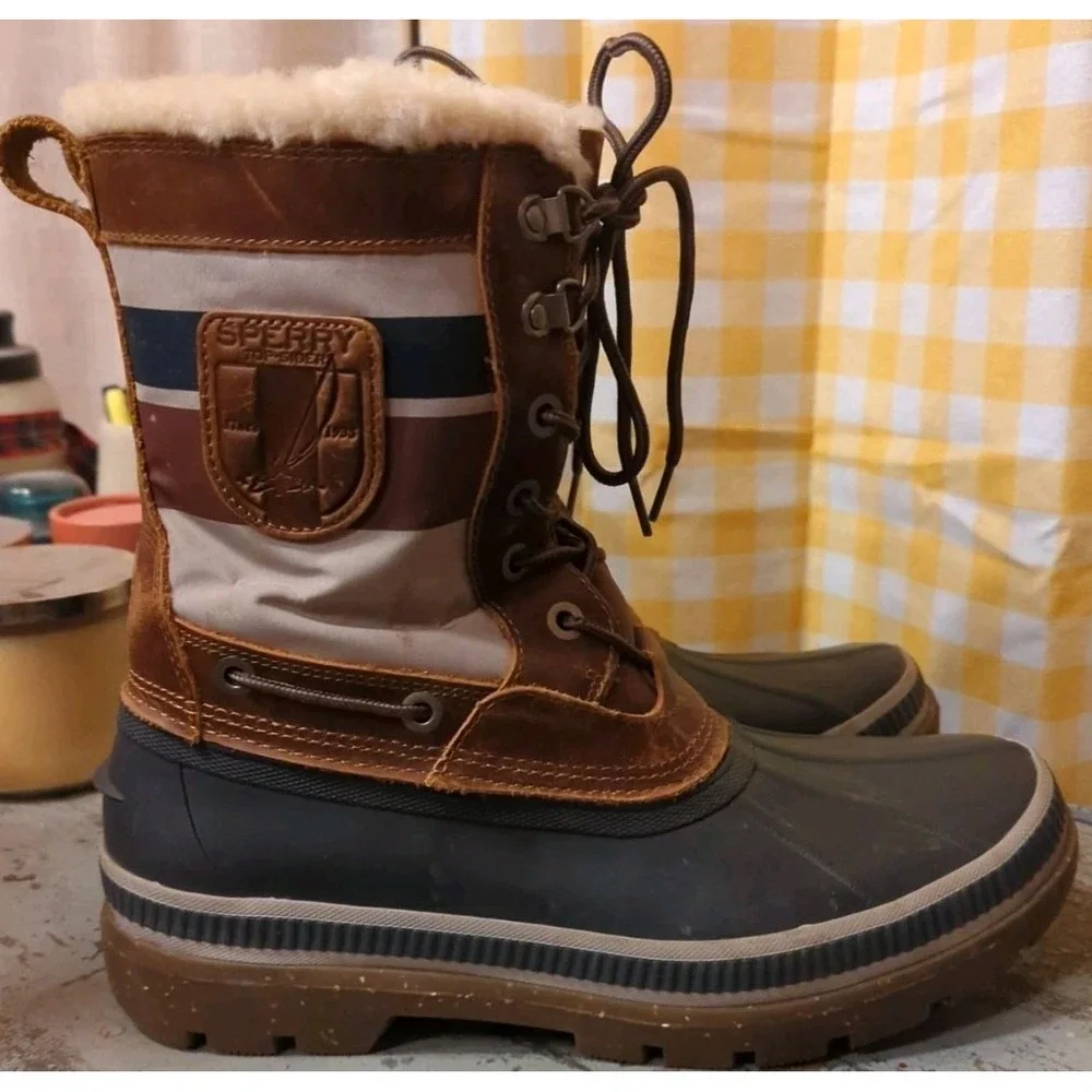 Men's Sperry Top-Sider Ice Bay Tall Duck Winter Boot Shoes‎ Shearling Lined